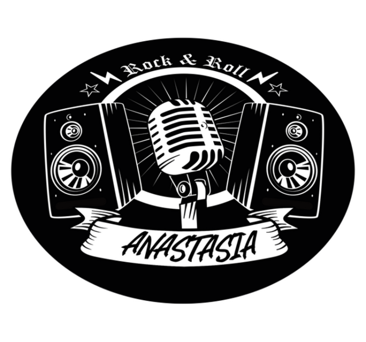 Rock and roll with name teen vinyl carpet - TenStickers