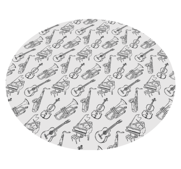 Musical Instruments Motif circular vinyl carpet - TenStickers