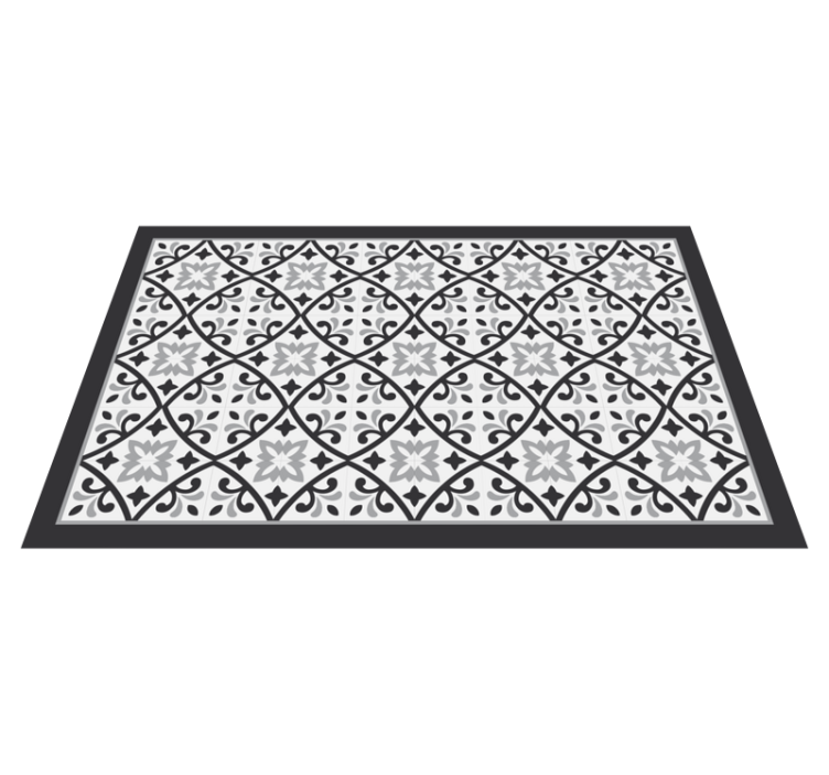 Monochrome Floral Pattern tile vinyl carpet - TenStickers