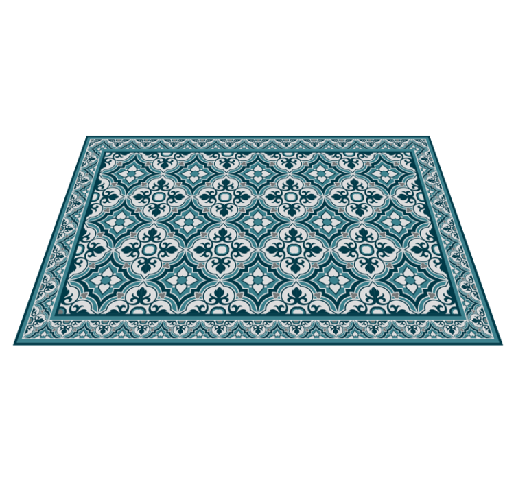 Elegant Blue Motif tile vinyl carpet - TenStickers