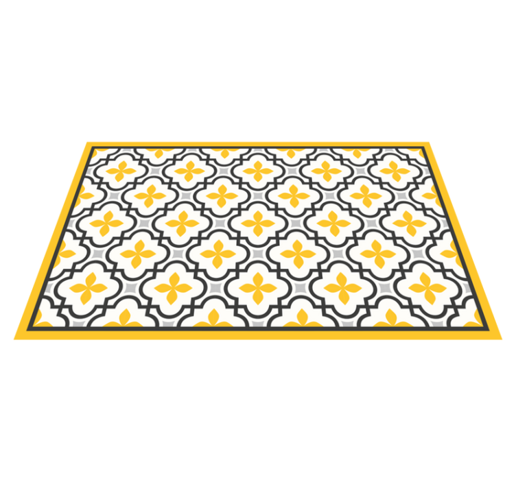 Yellow Floral Motif tile vinyl carpet - TenStickers