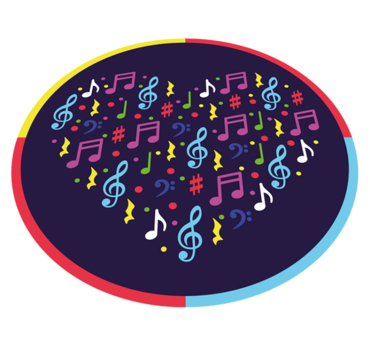 Musical Note Heart teen vinyl carpet - TenStickers