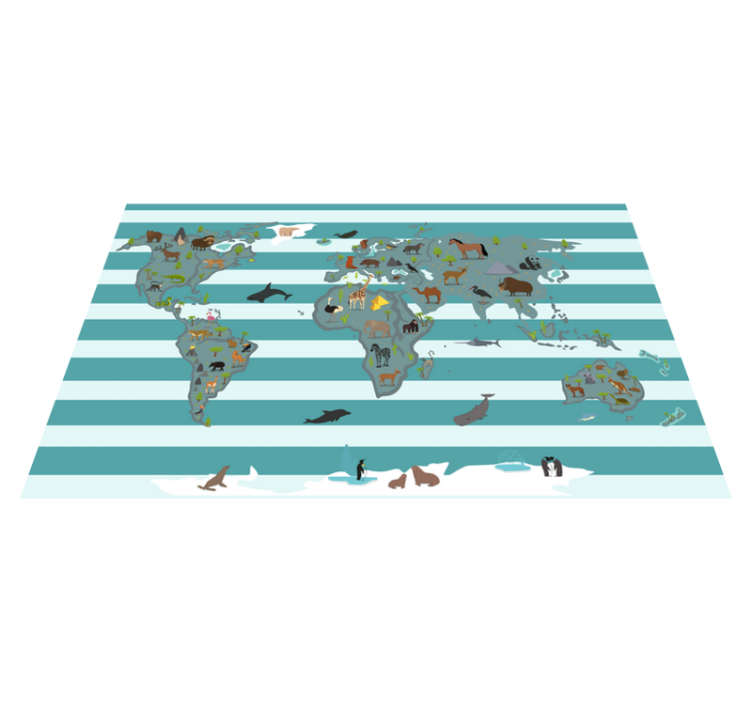 ANIMALS ACROSS CONTINENTS world map vinyl carpet - TenStickers