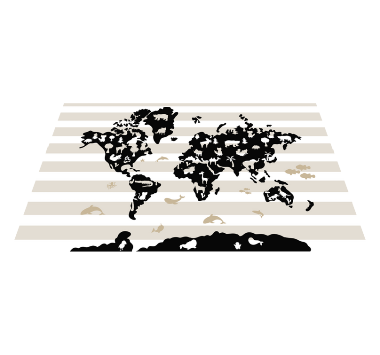 Animal Silhouettes world map vinyl carpet - TenStickers