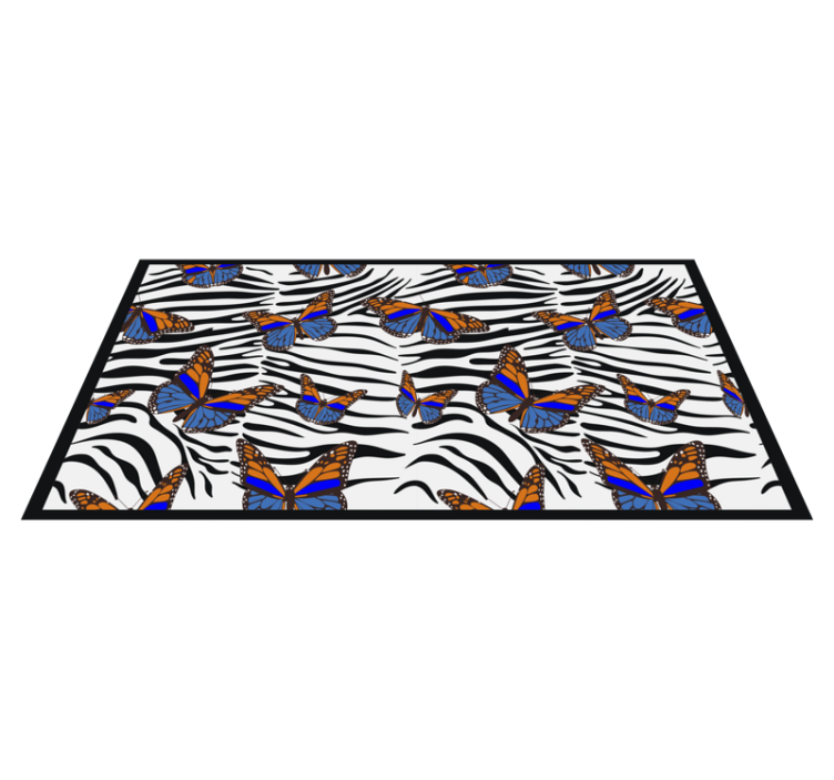 Butterflies on Zebra animal print vinyl carpet - TenStickers