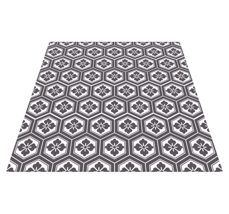 Hexagonal Floral Pattern marble vinyl carpet - TenStickers