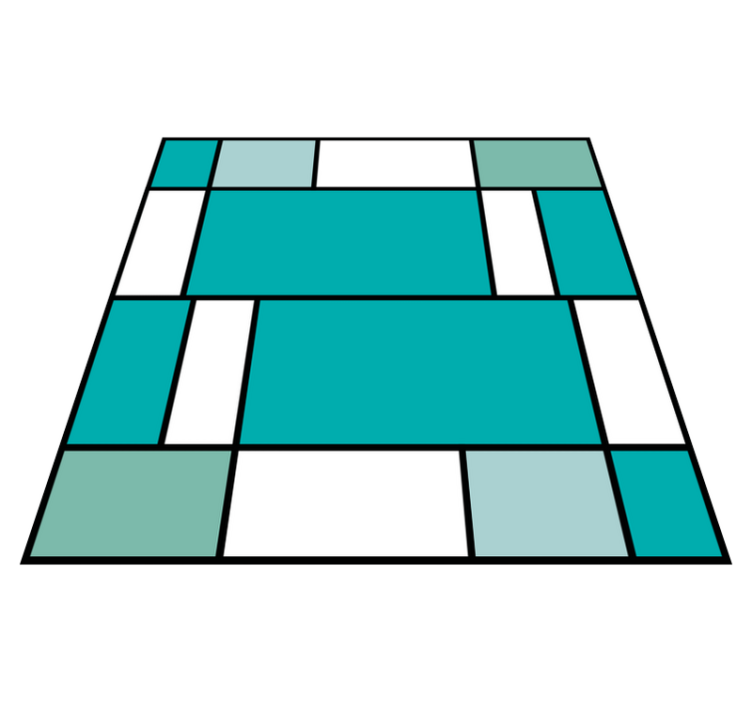 Blue Mondrian tiles geometric vinyl carpet - TenStickers