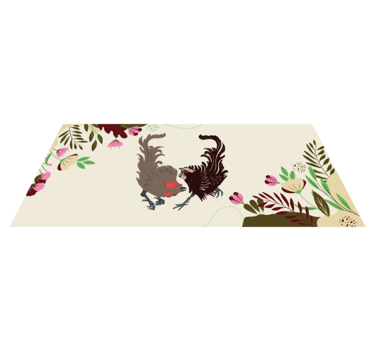 Pigeons floral scene animal vinyl carpet - TenStickers