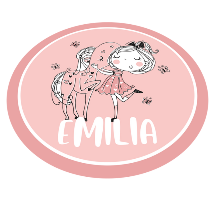 Girl and horse with name teen vinyl carpet - TenStickers