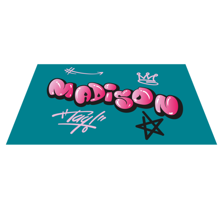 Pink graffiti with name teen vinyl carpet - TenStickers