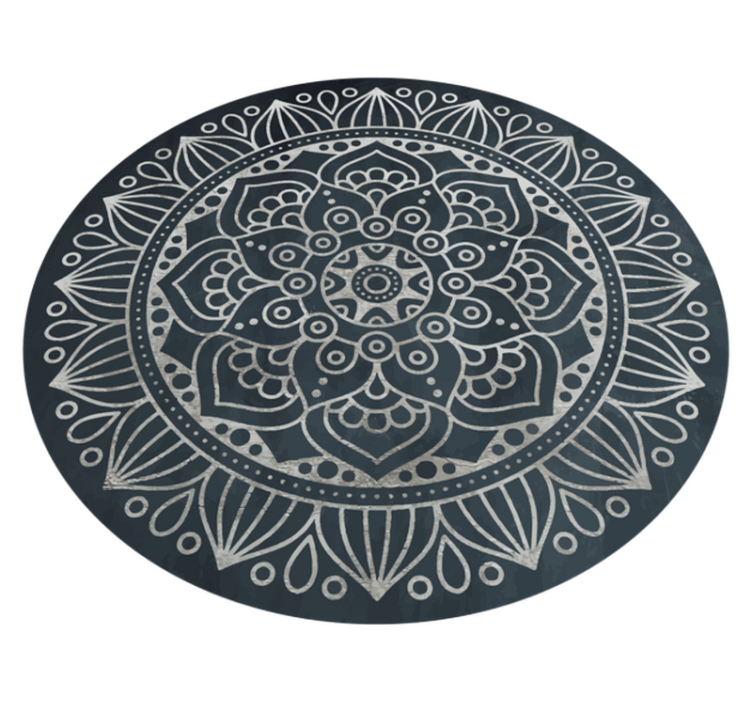 Intricate grey concept mandala vinyl carpet - TenStickers