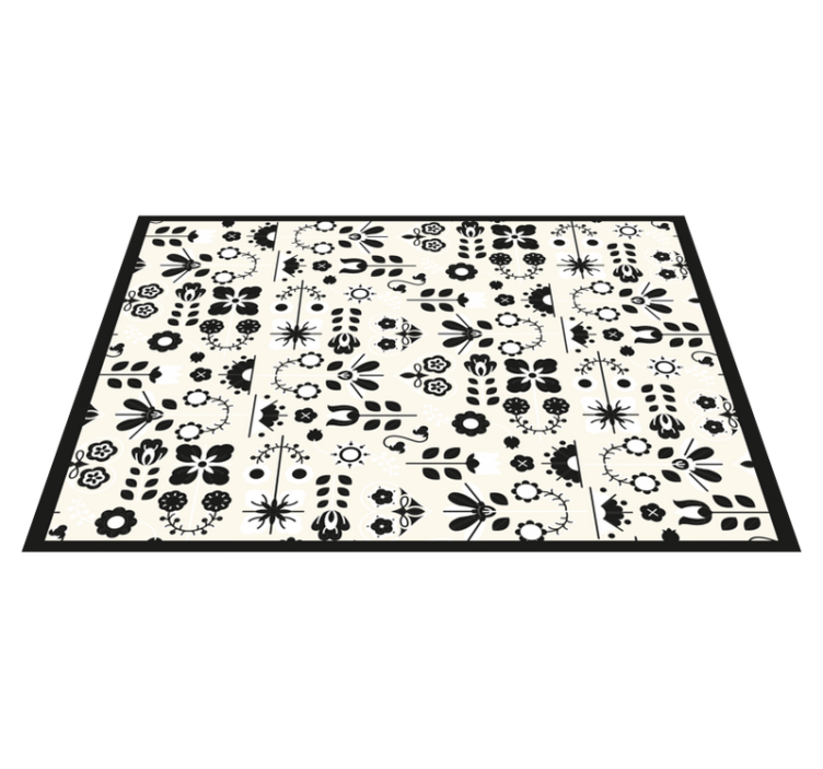 Floral vinyl carpet with black flower designs - TenStickers