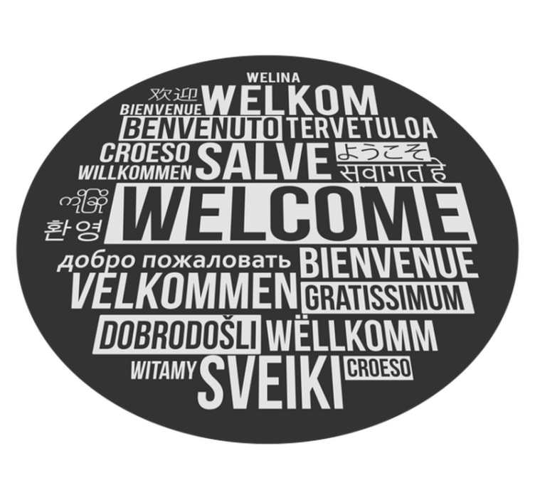 Greeting different language entrance hall vinyl carpet - TenStickers