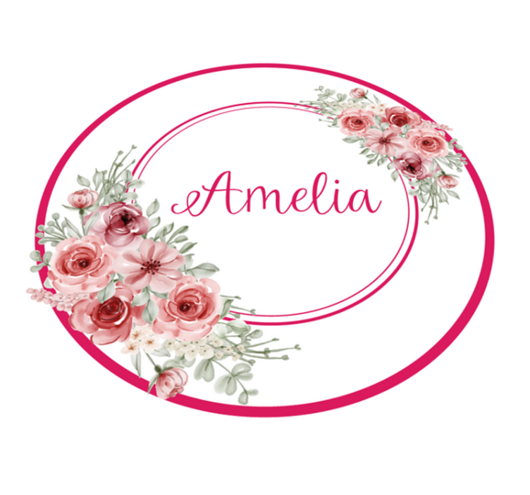 Floral monogram with name bedroom vinyl carpet - TenStickers