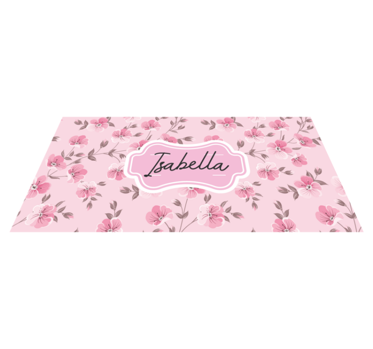 Pink floral design with name teen vinyl carpet - TenStickers