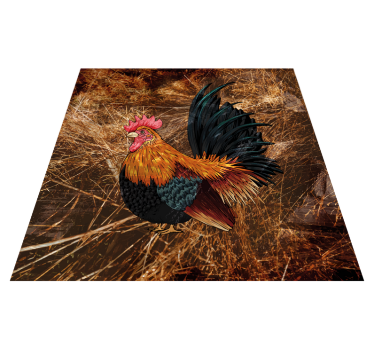 Vibrant rooster design animal print vinyl carpet - TenStickers