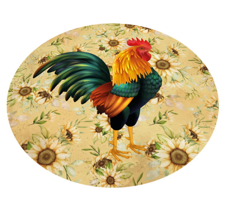 Floral vinyl carpet vibrant rooster display - TenStickers