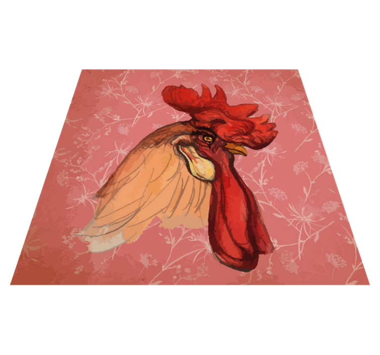 Animal print vinyl carpet with rooster floral design - TenStickers