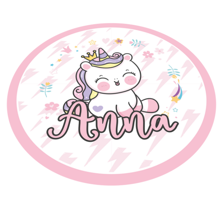 Baby unicorn with name kids vinyl carpet - TenStickers