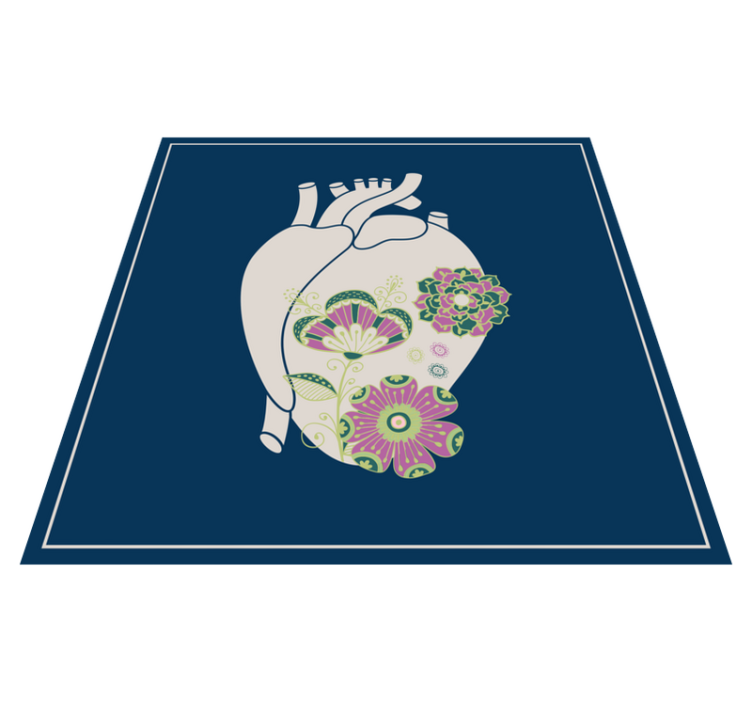 Heart Floral Pattern nordic vinyl carpet - TenStickers