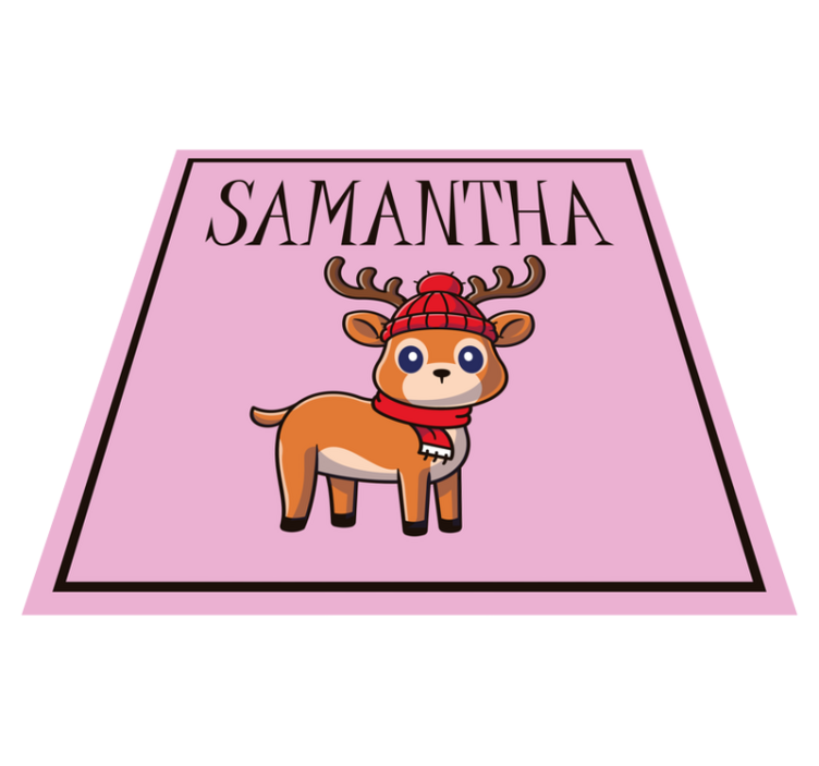 Baby Reindeer with name Christmas vinyl carpet - TenStickers