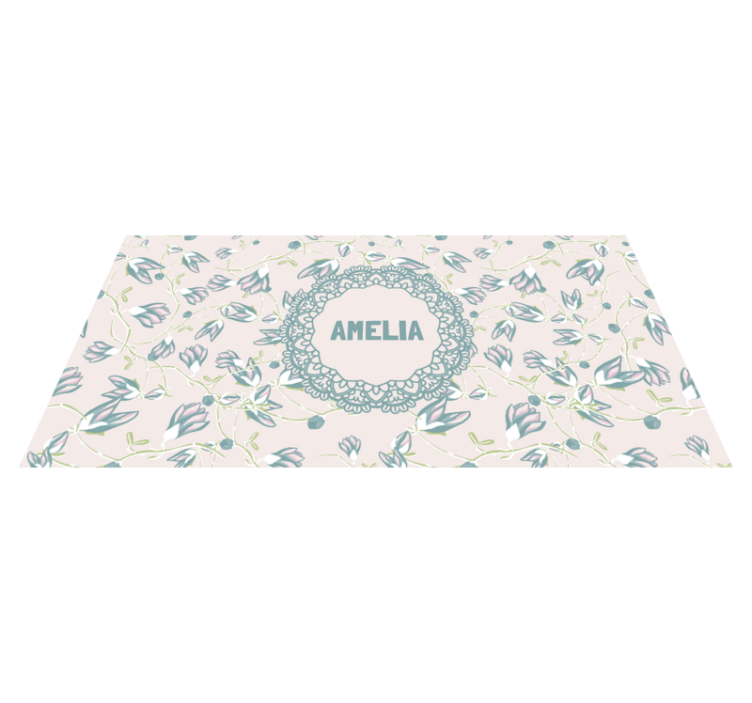 Floral design with name bedroom vinyl carpet - TenStickers