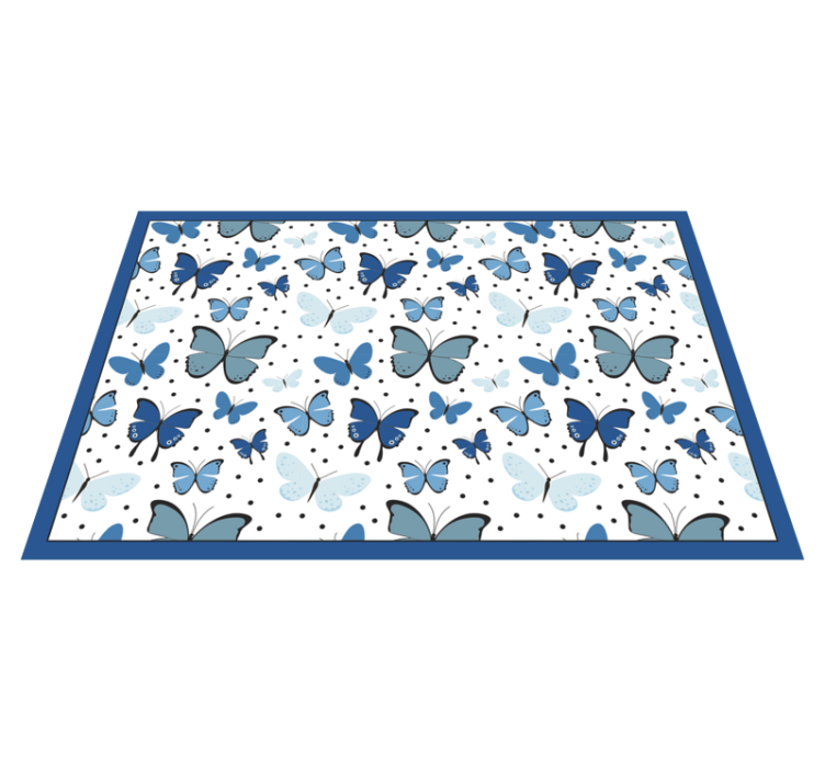 Blue butterfly pattern floral vinyl carpet - TenStickers
