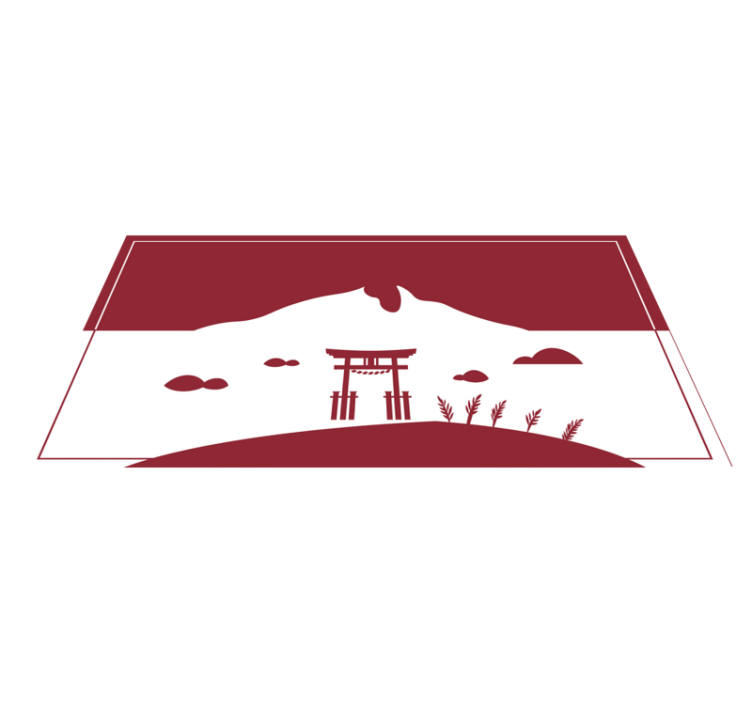 Japanese Landscape world map vinyl carpet - TenStickers