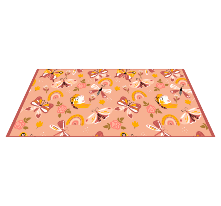 Colorful Floral Butterflies nursery vinyl carpet - TenStickers