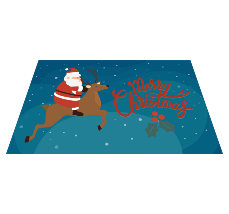 Santa Riding Reindeer Christmas vinyl carpet - TenStickers