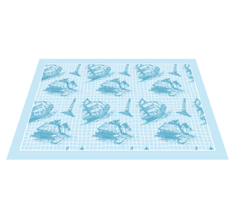 Coastal Theme Motifs bathroom vinyl carpet - TenStickers