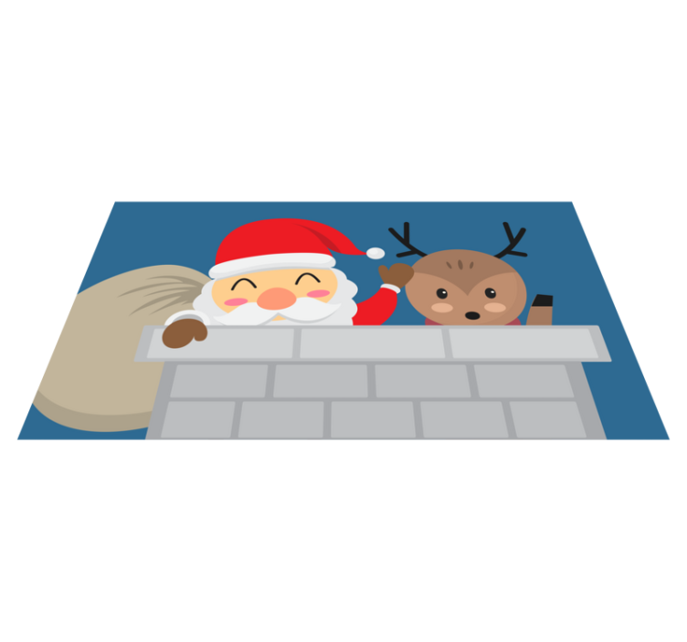 Cheerful Santa Scene Christmas vinyl carpet - TenStickers