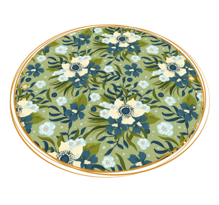Round Flourishing Motif floral vinyl carpet - TenStickers