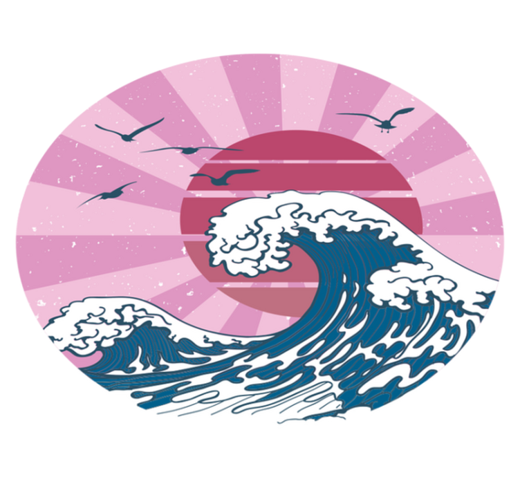 Kanagawa pink wave geometric vinyl carpet - TenStickers