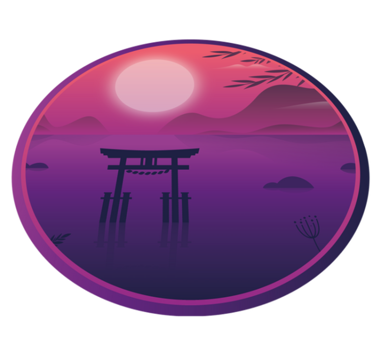 Serene Sunset Scene circular vinyl carpet - TenStickers