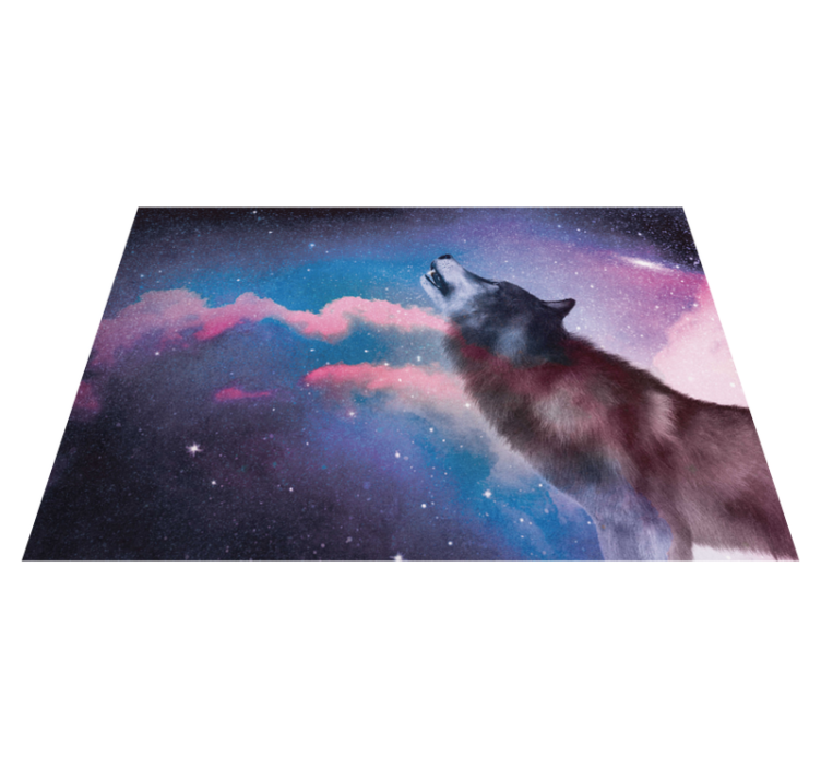 Cosmic wolf howl animal vinyl carpet - TenStickers