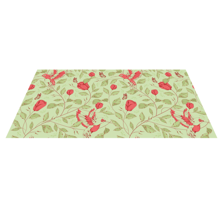 Hummingbird Floral Pattern entrance hall vinyl carpet - TenStickers