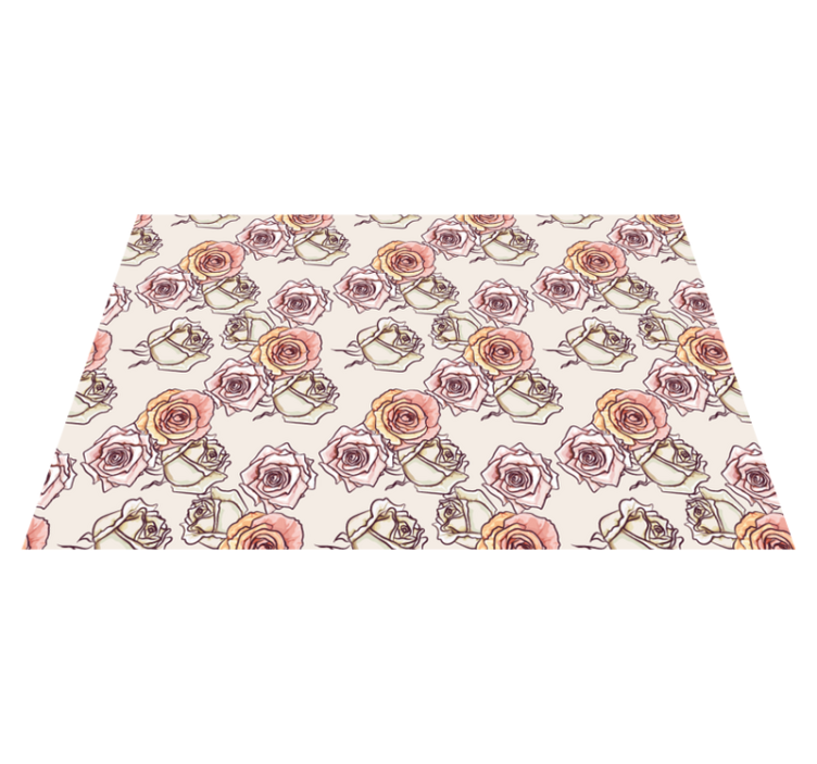 Botanical Rose Motif floral vinyl carpet - TenStickers