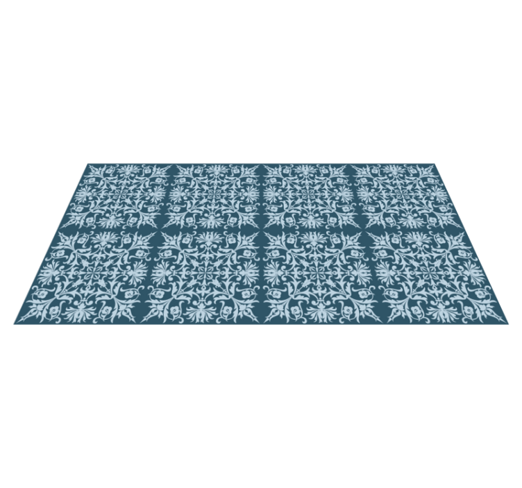 Floral Pattern Blueprint tile vinyl carpet - TenStickers