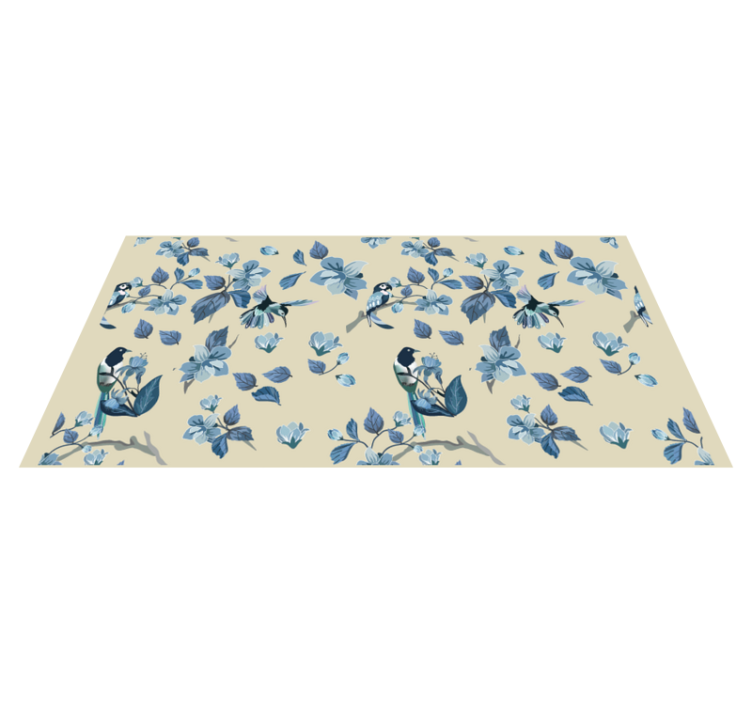 Floral vinyl carpet with blue floral accents - TenStickers