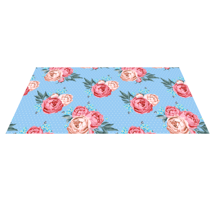 Floral Polka Dot Pattern blue vinyl carpet - TenStickers