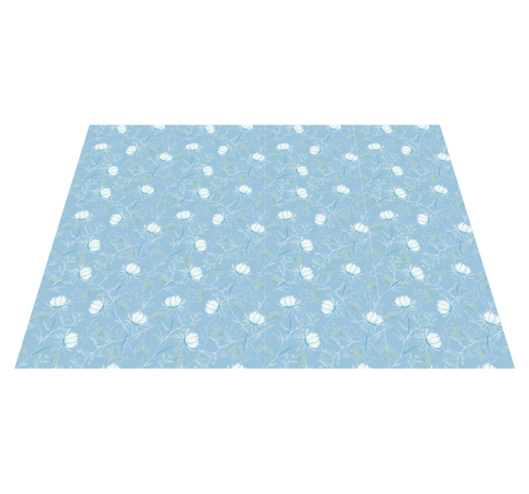 Botanical Leaf Motif blue vinyl carpet - TenStickers