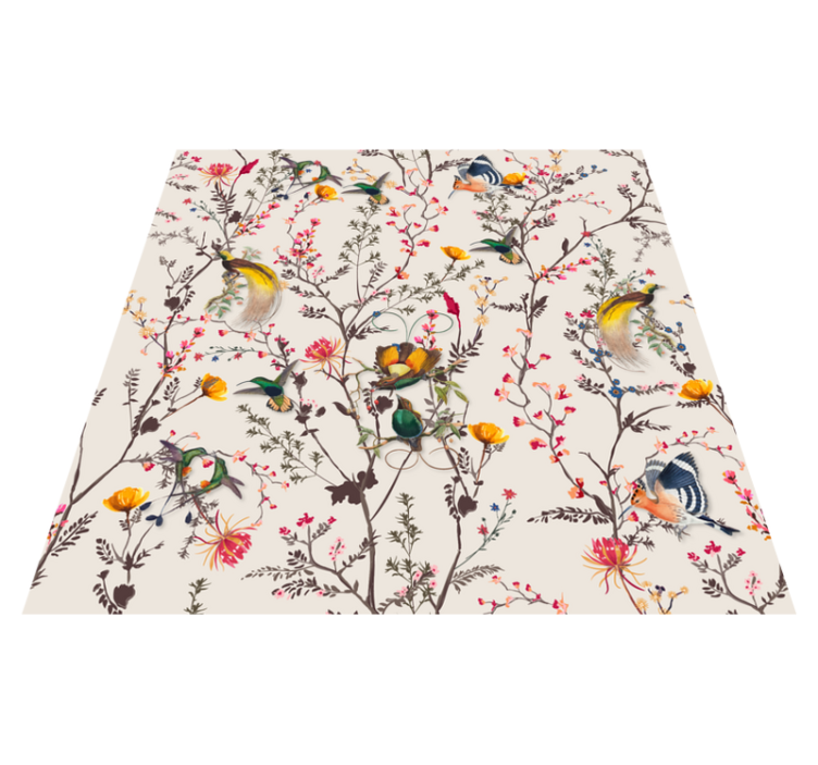 Botanical Bird Pattern floral vinyl carpet - TenStickers
