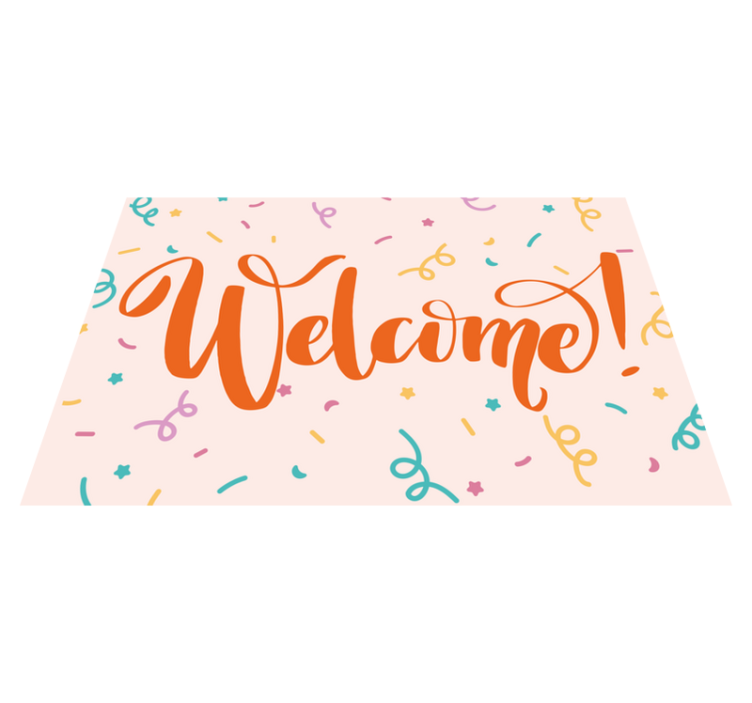 Colorful Welcome Script entrance hall vinyl carpet - TenStickers
