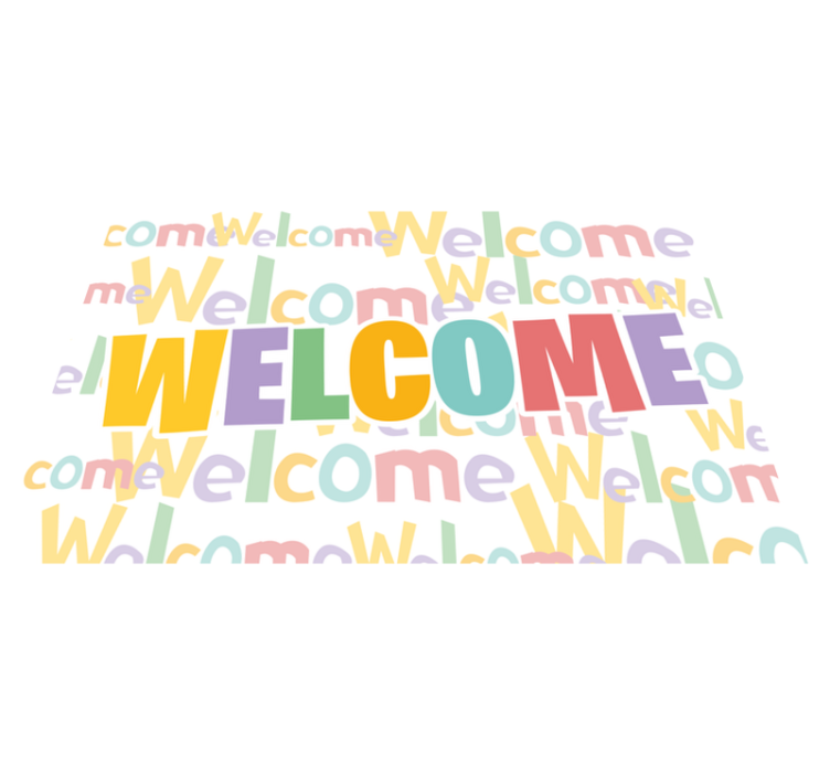 Colorful Welcome Typography custom vinyl carpet - TenStickers