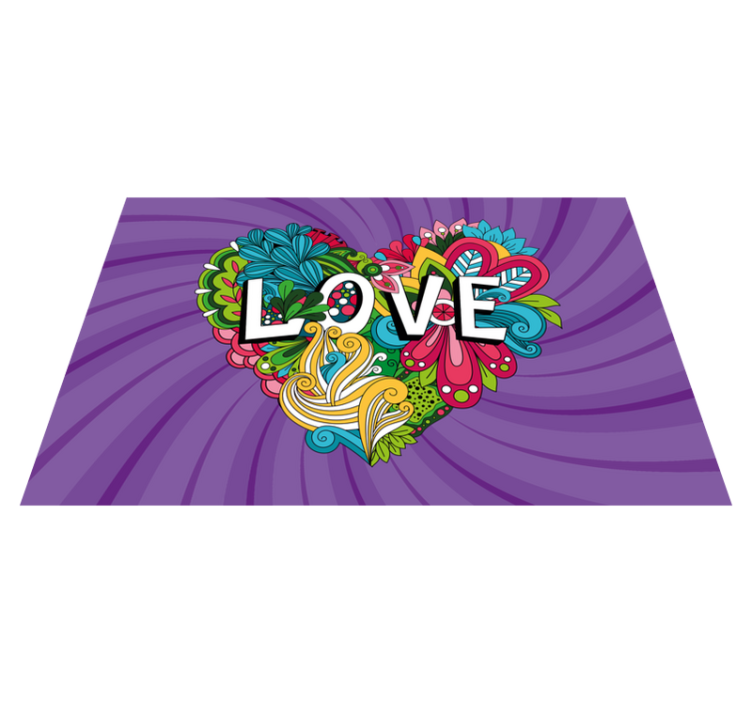 Colorful Love Illustration custom vinyl carpet - TenStickers