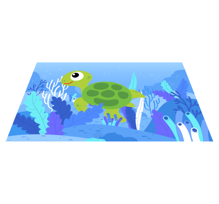 Cheerful Turtle Seascape kids vinyl carpet - TenStickers