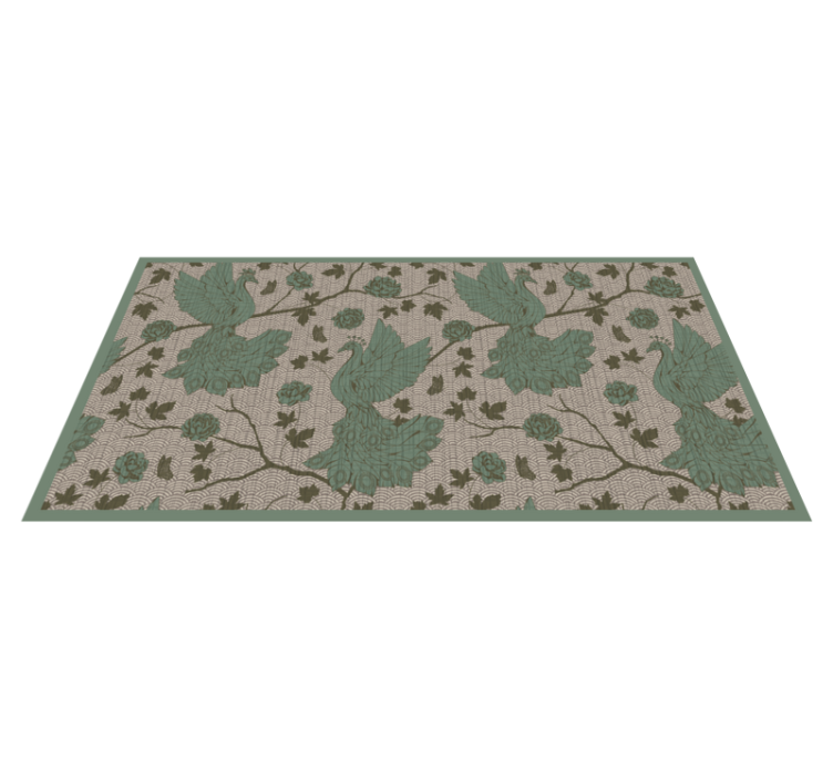 Green fauna motif floral vinyl carpet - TenStickers