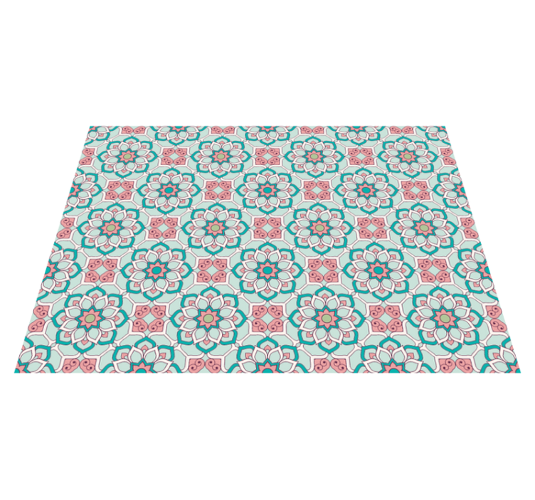 Tile Effect Pattern Overlay floral vinyl carpet - TenStickers