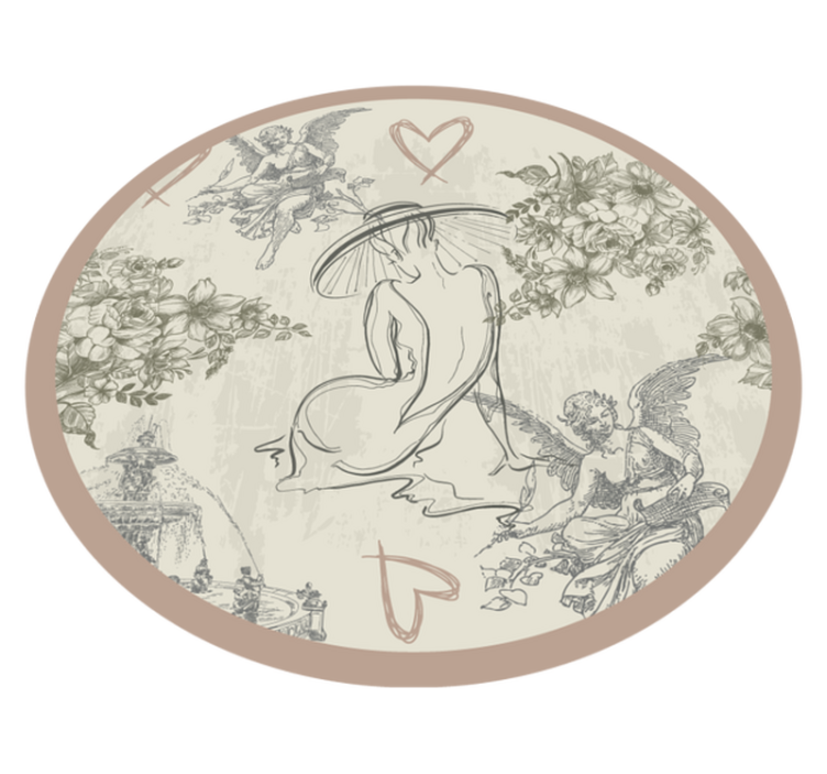 Round Celestial Botanical Emblem circular vinyl carpet - TenStickers